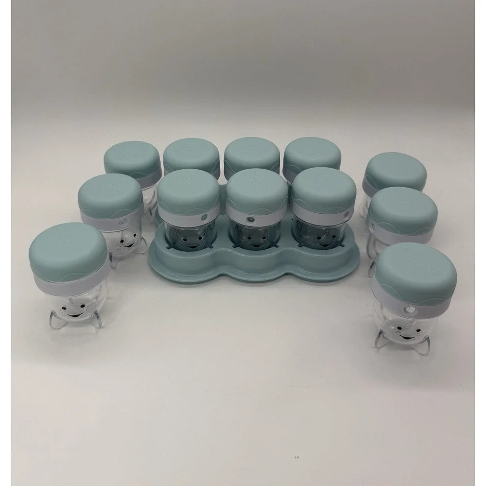 Baby Bullet Food Container With Lids Date Ring 12 Replacement Jars With 1 Tray